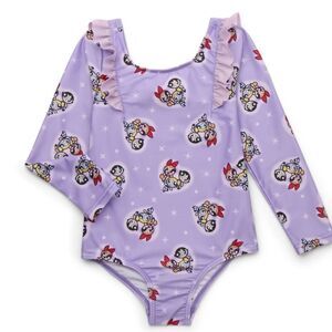 New Kids Purple Ruffle One Piece Powerpuff Girls Swimsuit Sz 5T